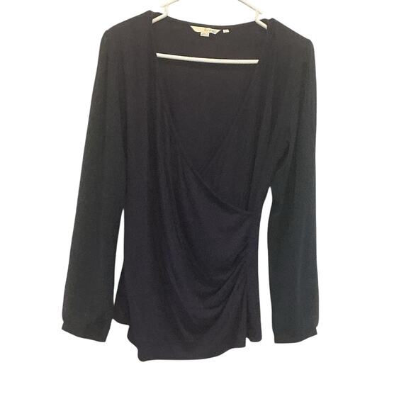 Boden Womens Suplice Top Size US 10 Sheer Sleeves Classic Date Night Navy Blue - Picture 1 of 8